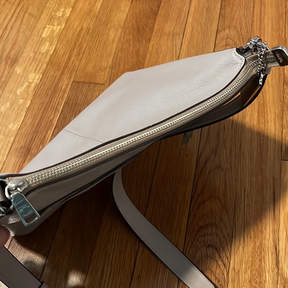 Coach Light Gray Pebbled Leather Crossbody‎ Bag